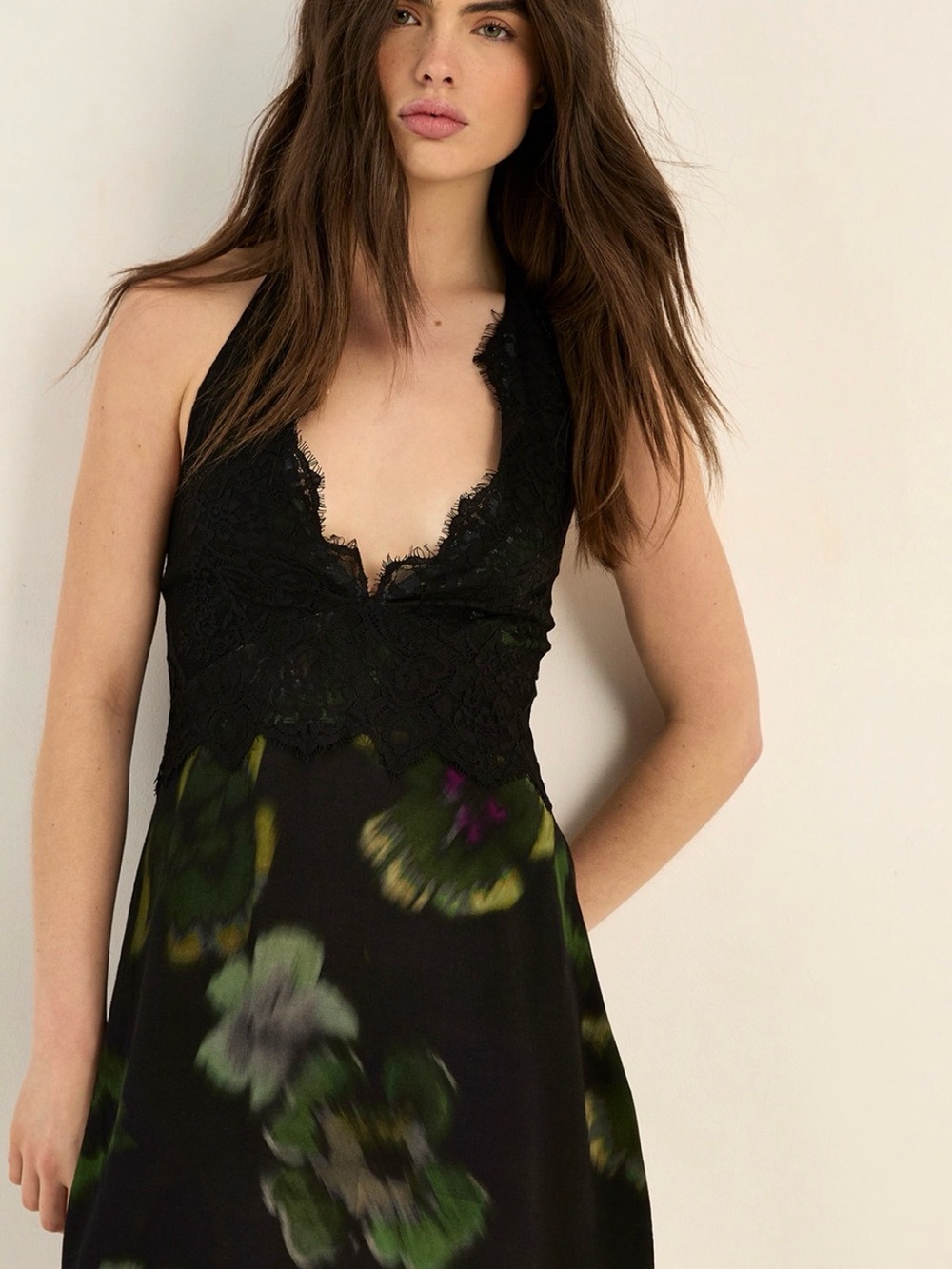Nasty Gal Black Lace Halter Slip